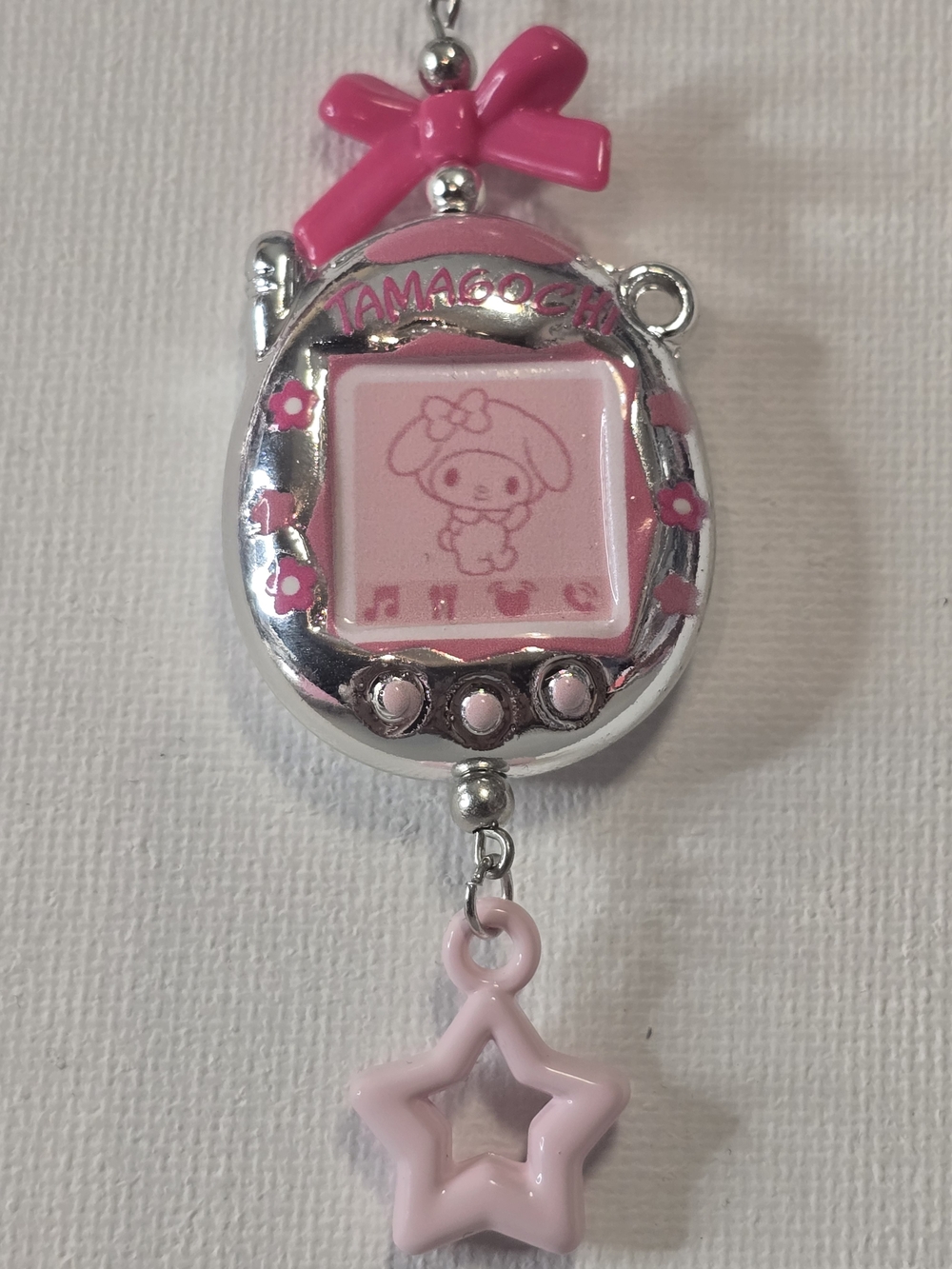 Tamagotch Pink Virtual Pet Keychain - Cute Star Charm